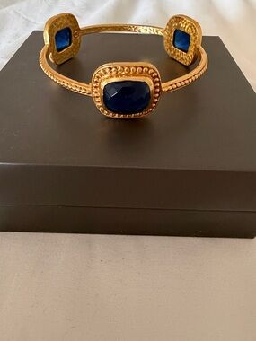 Julie Vos Gold-Tone Cuff Bracelet with Royal Blue Stones - Women Jewelry